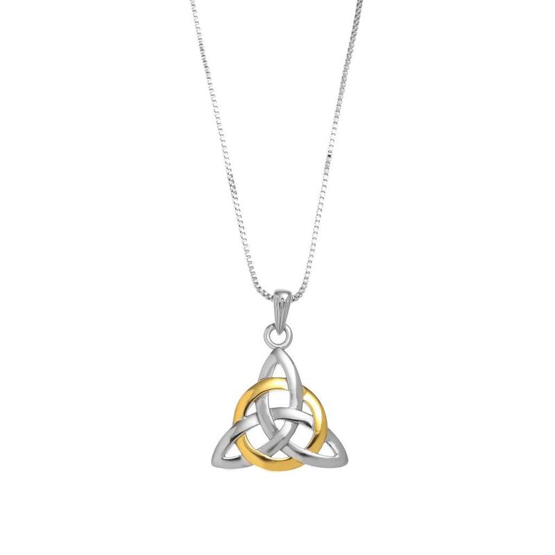 Sterling Silver and Spot Gold Trinity Circle Pendant